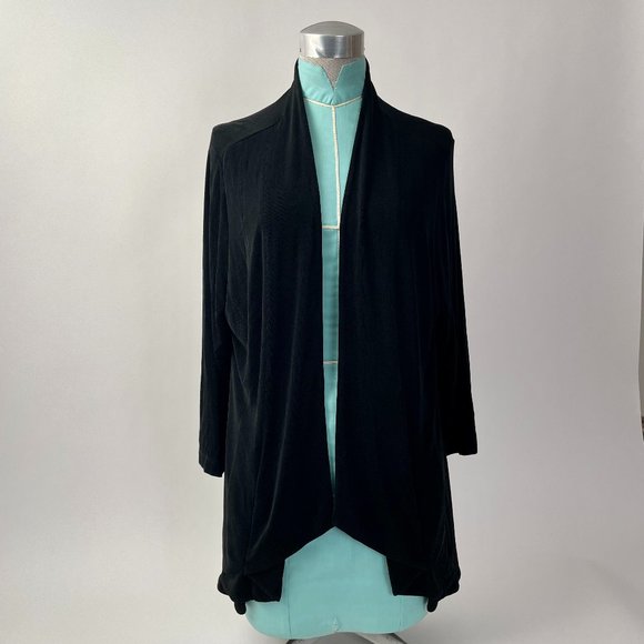 Chico's Travelers Collection Wrinkle Free Long Open Cardigan, Black, Size 2 (L) - Picture 1 of 8
